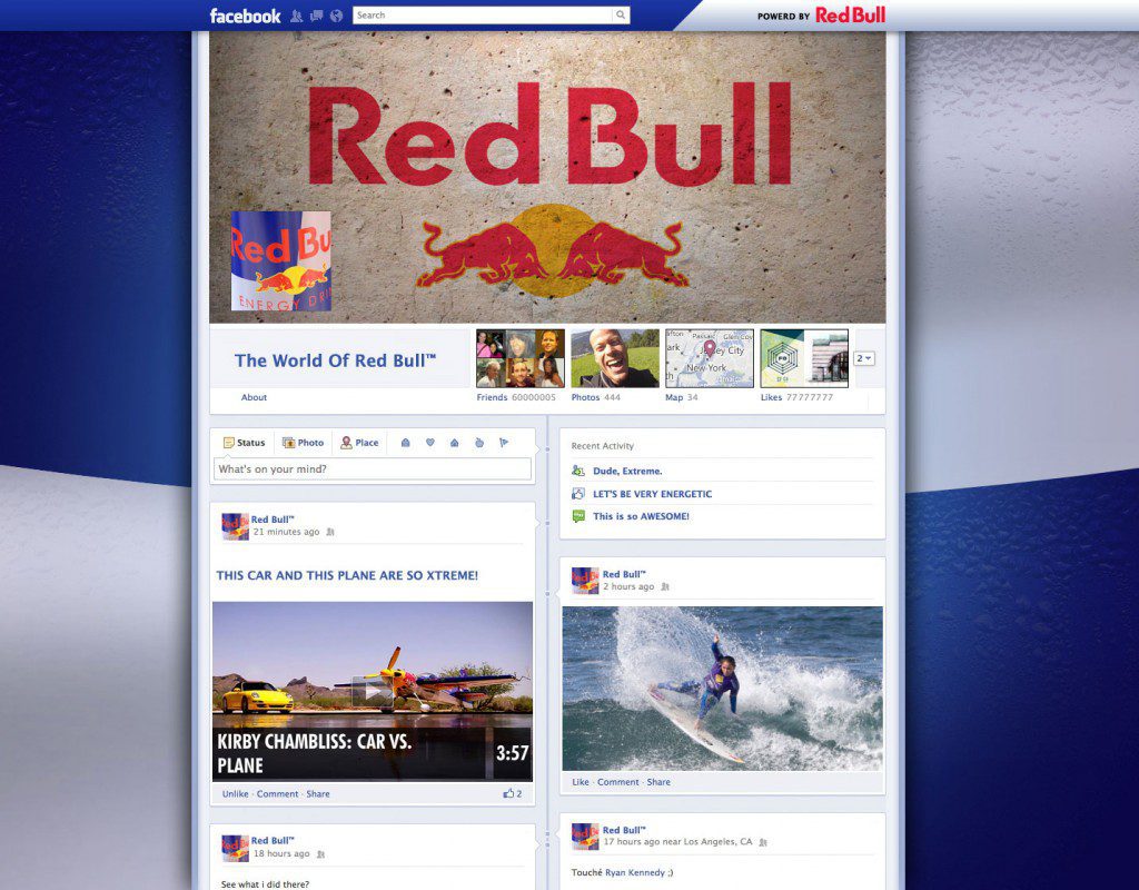 Timeline de fanpage Red Bull Facebook